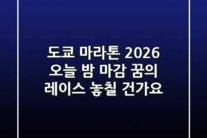 도쿄 마라톤 2026 오늘 밤 마감 꿈의 레이스 놓칠 건가요