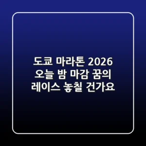 도쿄 마라톤 2026 오늘 밤 마감 꿈의 레이스 놓칠 건가요