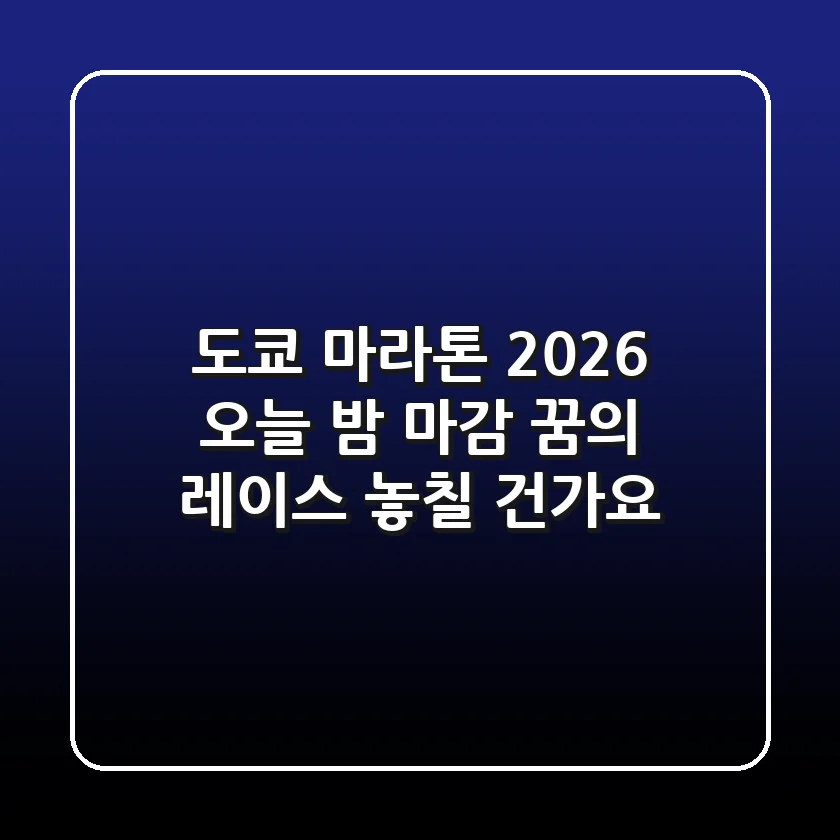 도쿄 마라톤 2026 오늘 밤 마감 꿈의 레이스 놓칠 건가요