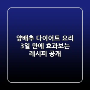 양배추 다이어트 요리, 3일 만에 효과보는 레시피 공개!