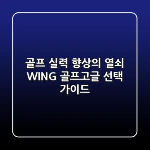 골프 실력 향상의 열쇠, WING 골프고글 선택 가이드