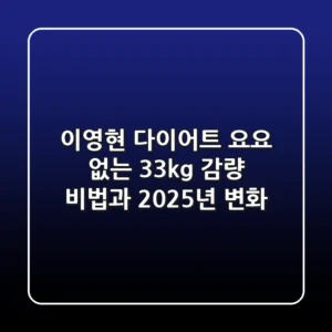 이영현 다이어트, "요요 없는" 33kg 감량 비법과 2025년 변화