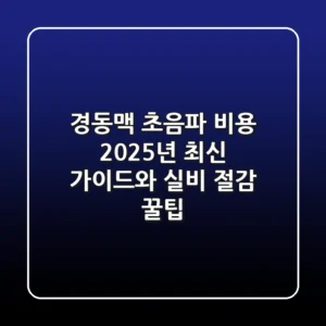경동맥 초음파 비용: 2025년 최신 가이드와 실비 절감 꿀팁!