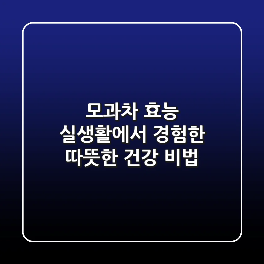 모과차 효능, 실생활에서 경험한 따뜻한 건강 비법