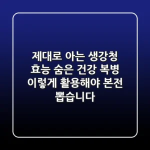 제대로 아는 생강청 효능: 숨은 건강 복병, 이렇게 활용해야 본전 뽑습니다!