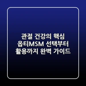 관절 건강의 핵심, 옵티MSM 선택부터 활용까지 완벽 가이드