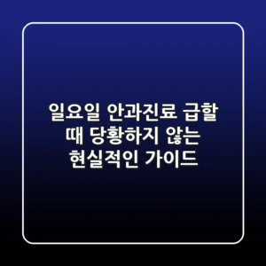 일요일 안과진료, 급할 때 당황하지 않는 현실적인 가이드