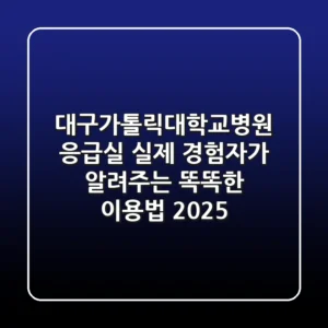 대구가톨릭대학교병원 응급실: 실제 경험자가 알려주는 똑똑한 이용법 2025