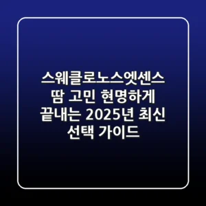 스웨클로노스엣센스: 땀 고민, 현명하게 끝내는 2025년 최신 선택 가이드