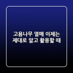 고욤나무 열매, 이제는 제대로 알고 활용할 때!