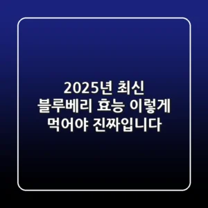 2025년 최신! 블루베리 효능, 이렇게 먹어야 진짜입니다