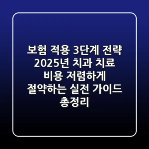 "보험 적용 3단계 전략", 2025년 치과 치료 비용 저렴하게 절약하는 실전 가이드 총정리!