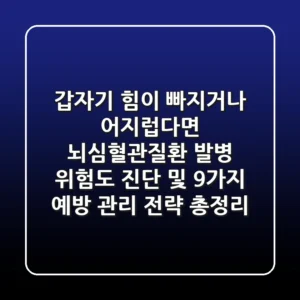 "갑자기 힘이 빠지거나 어지럽다면?" 뇌심혈관질환 발병 위험도 진단 및 9가지 예방 관리 전략 총정리