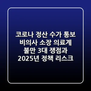 “코로나 정산, 수가 통보, 비의사 소장” 의료계 불만 3대 쟁점과 2025년 정책 리스크