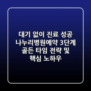 "대기 없이 진료 성공", 나누리병원예약 3단계 골든 타임 전략 및 핵심 노하우