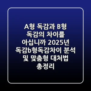 "A형 독감과 B형 독감의 차이를 아십니까?", 2025년 독감b형독감차이 분석 및 맞춤형 대처법 총정리