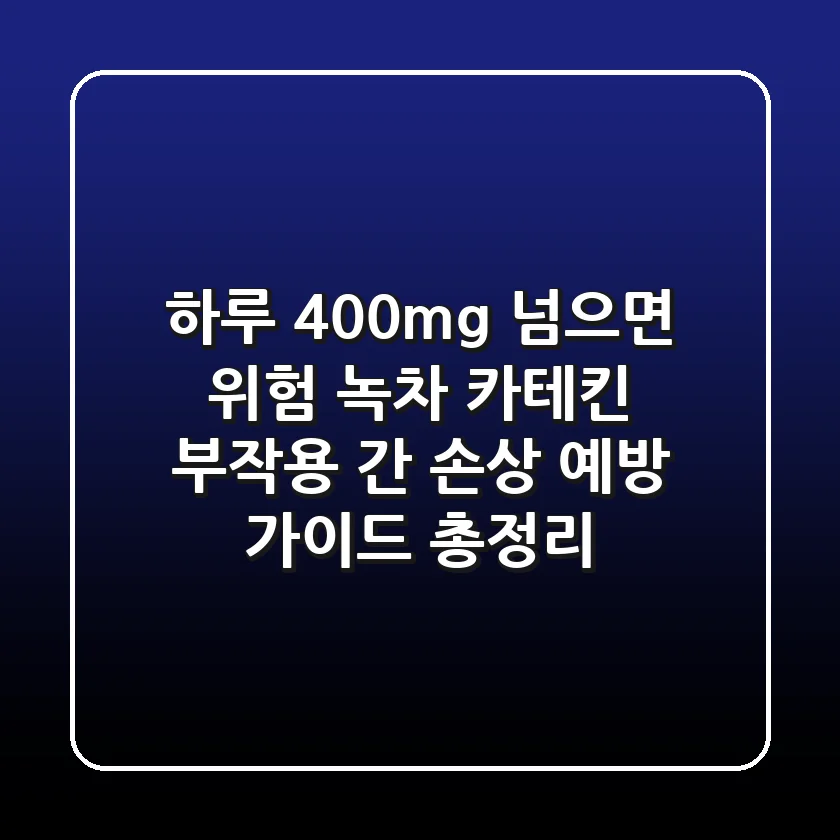 "하루 400mg 넘으면 위험?", 녹차 카테킨 부작용, 간 손상 예방 가이드 총정리