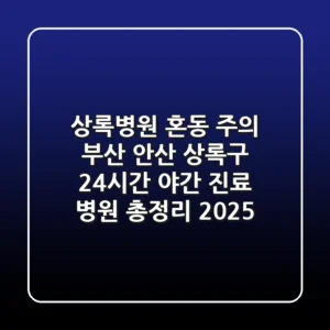 "상록병원" 혼동 주의: 부산, 안산 상록구 24시간 야간 진료 병원 총정리 (2025)