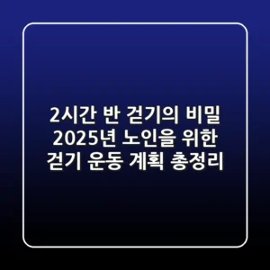 "2시간 반 걷기"의 비밀, 2025년 노인을 위한 걷기 운동 계획 총정리