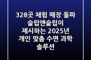 “328곳 체험 매장 돌파”, 슬립앤슬립이 제시하는 2025년 개인 맞춤 수면 과학 솔루션