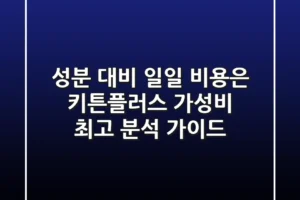 “성분 대비 일일 비용은?”, 키튼플러스 가성비 최고 분석 가이드