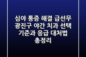 “심야 통증 해결 급선무”, 광진구 야간 치과 선택 기준과 응급 대처법 총정리