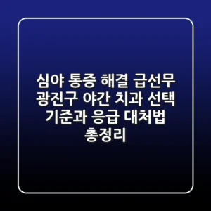 "심야 통증 해결 급선무", 광진구 야간 치과 선택 기준과 응급 대처법 총정리