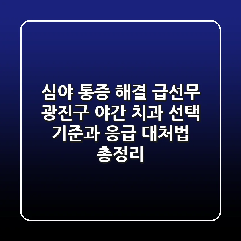 "심야 통증 해결 급선무", 광진구 야간 치과 선택 기준과 응급 대처법 총정리