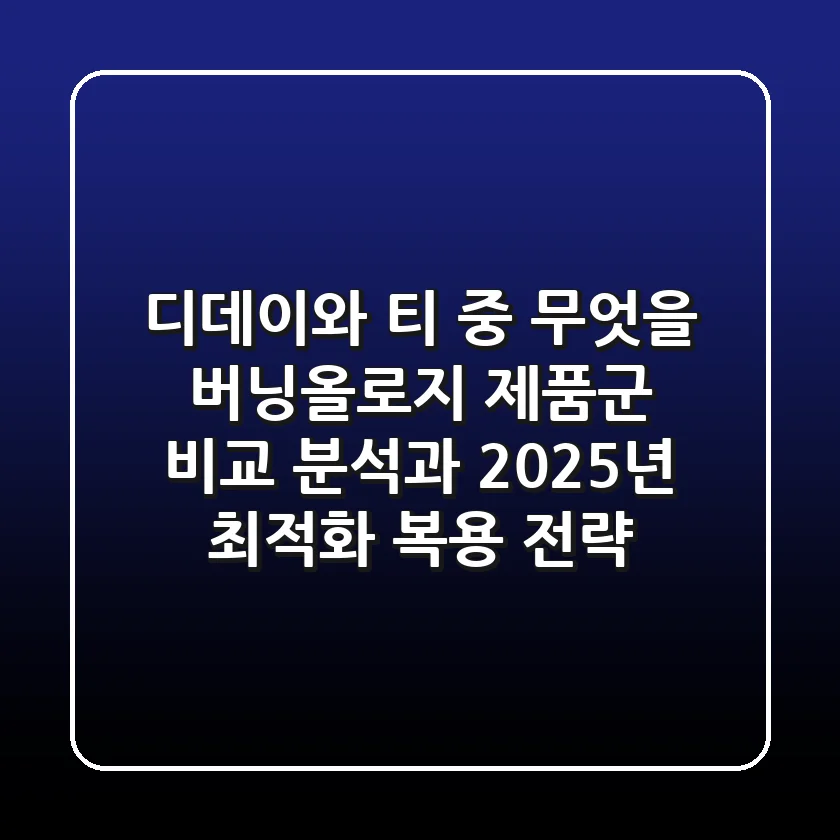"디데이와 티 중 무엇을?", 버닝올로지 제품군 비교 분석과 2025년 최적화 복용 전략