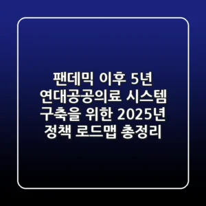 "팬데믹 이후 5년", 연대공공의료 시스템 구축을 위한 2025년 정책 로드맵 총정리