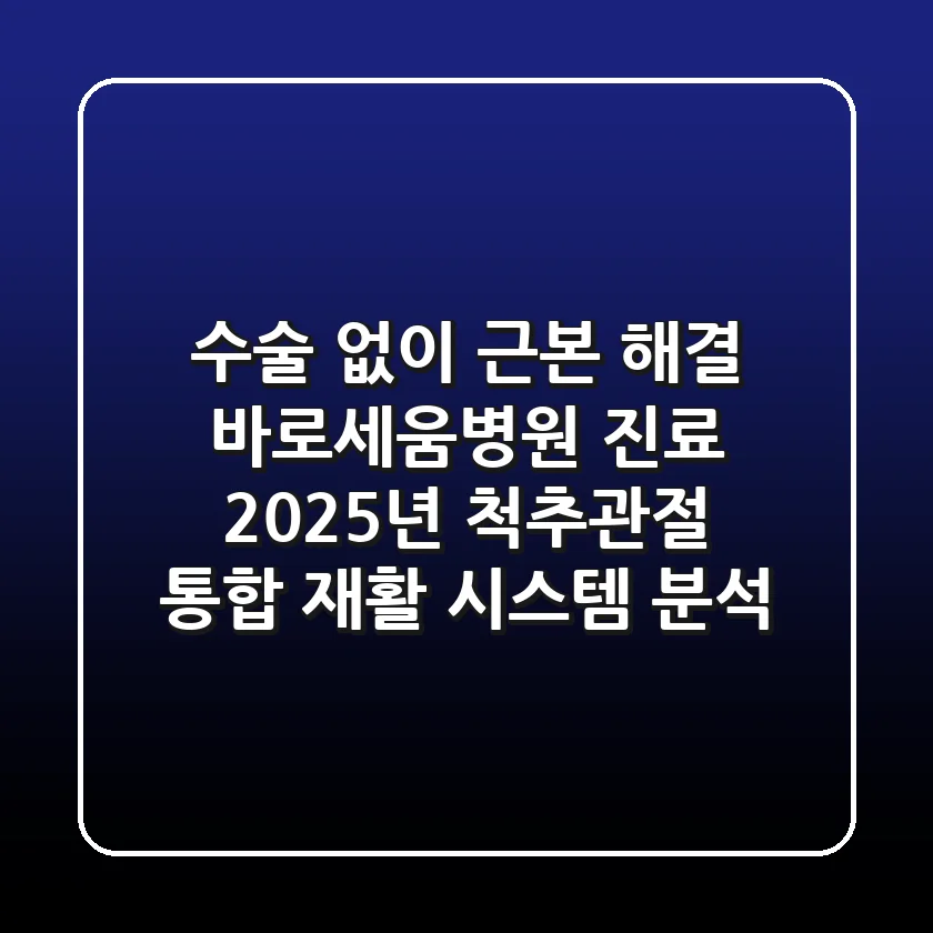 "수술 없이 근본 해결", 바로세움병원 진료: 2025년 척추·관절 통합 재활 시스템 분석