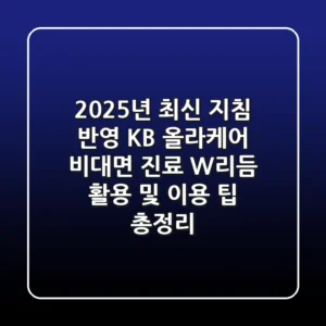 "2025년 최신 지침 반영", KB 올라케어 비대면 진료, W리듬 활용 및 이용 팁 총정리