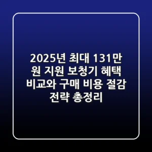 "2025년, 최대 131만 원 지원", 보청기 혜택 비교와 구매 비용 절감 전략 총정리
