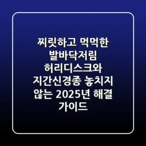 "찌릿하고 먹먹한 발바닥저림", 허리디스크와 지간신경종 놓치지 않는 2025년 해결 가이드