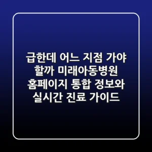 "급한데 어느 지점 가야 할까?", 미래아동병원 홈페이지 통합 정보와 실시간 진료 가이드